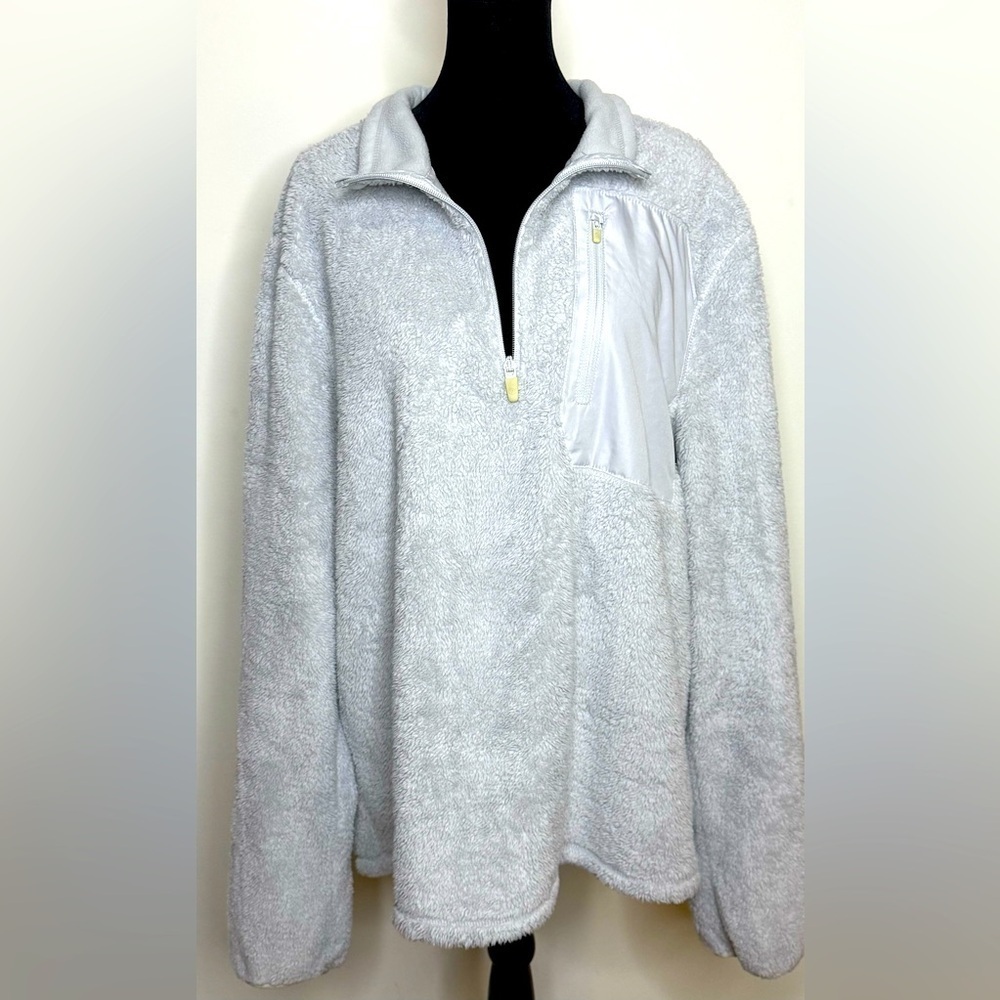 Champion 1/4 zip front fleece pullover light gray soft cozy front pocket Large